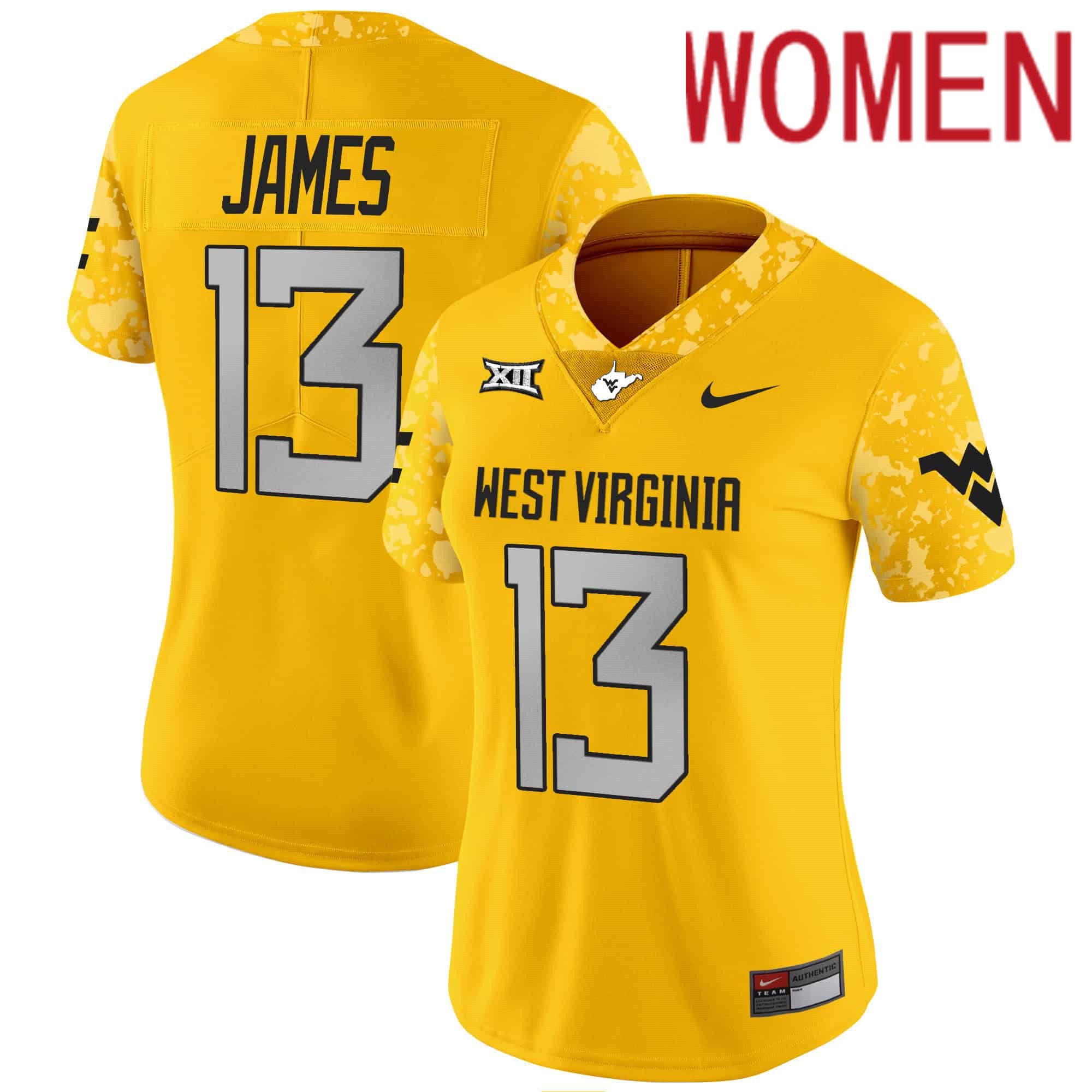Women West Virginia Mountaineers #13 James Yellow 2024 Nike Vapor Limited NCAA Jersey->women nfl jersey->Women Jersey